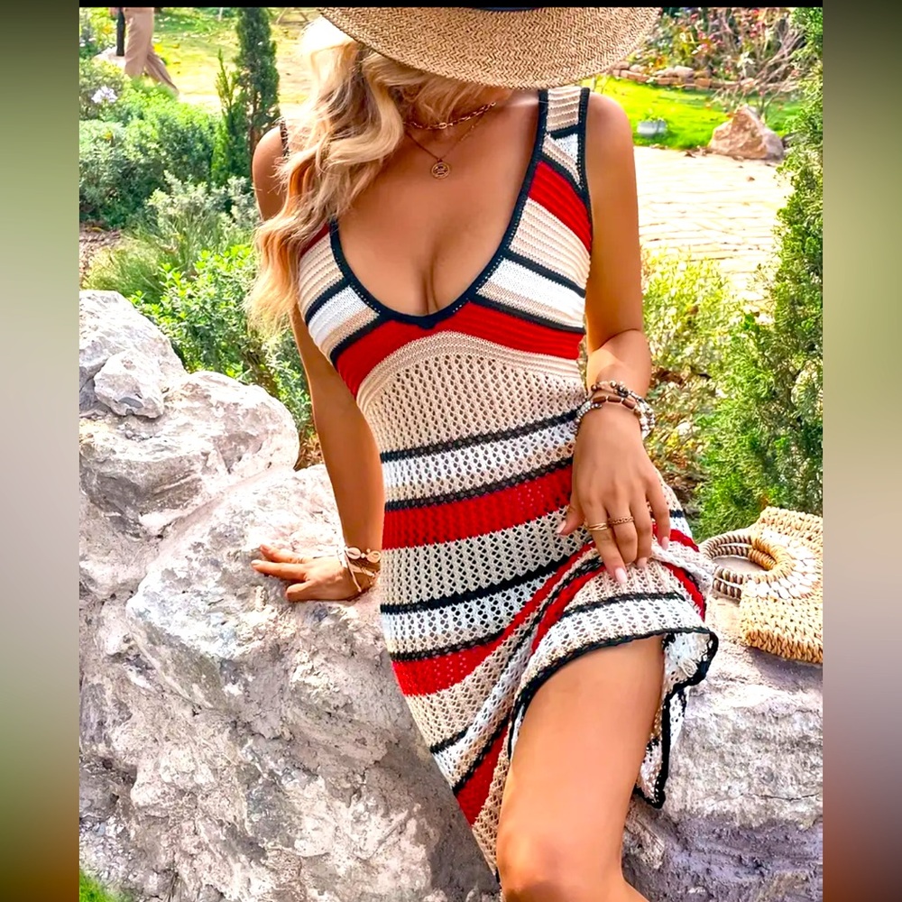 NWOT crochet dress slash beach coverup